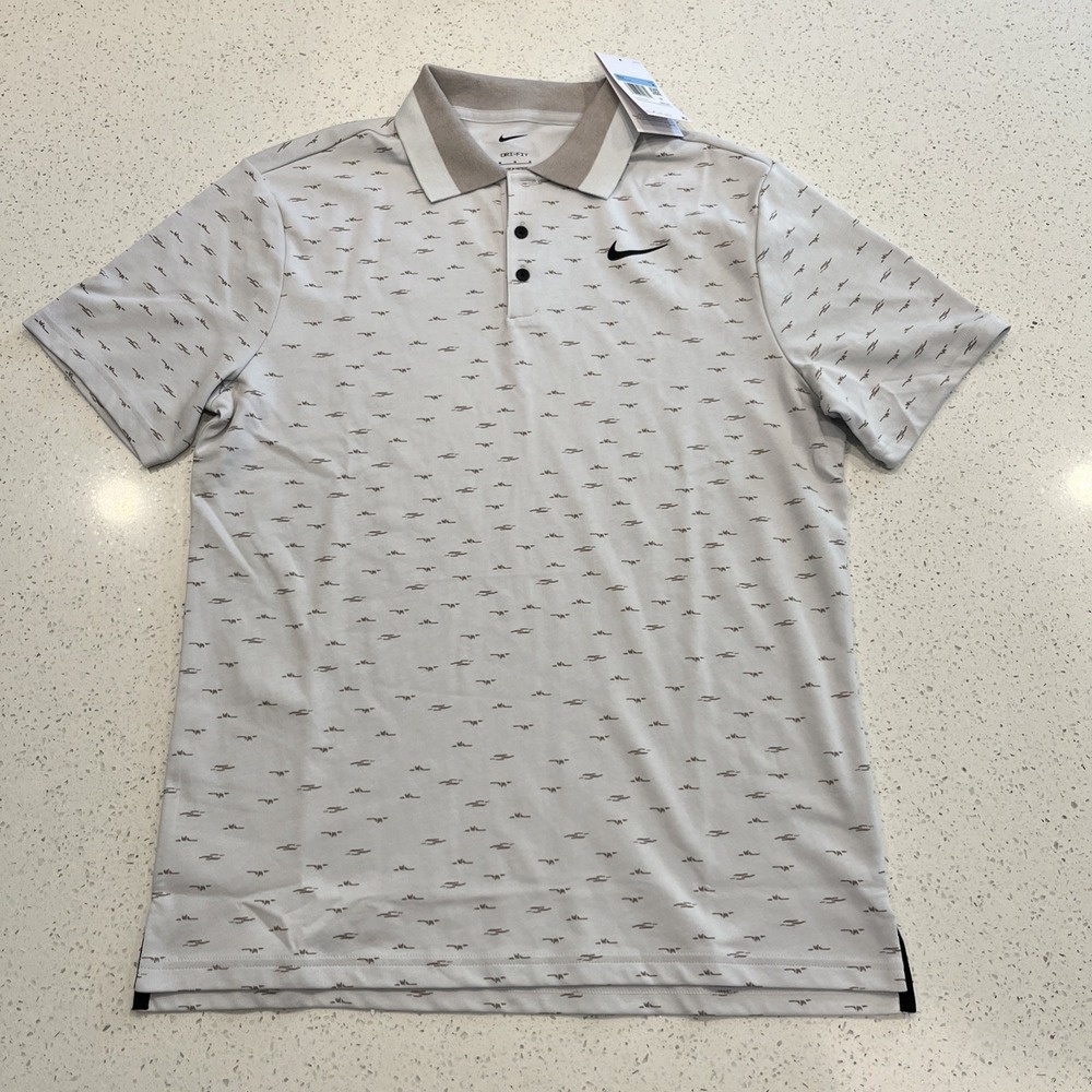 Nike Golf Polo Dri-FIT Abstract Print Shirt Men's M Beige Tan HM5792-025 NWT